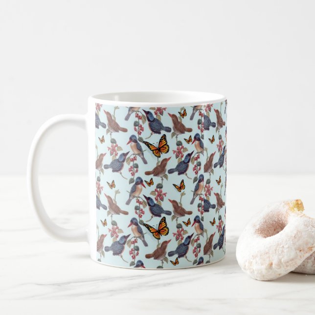 Beurre d'oiseaux Mug florale (Avec donut)