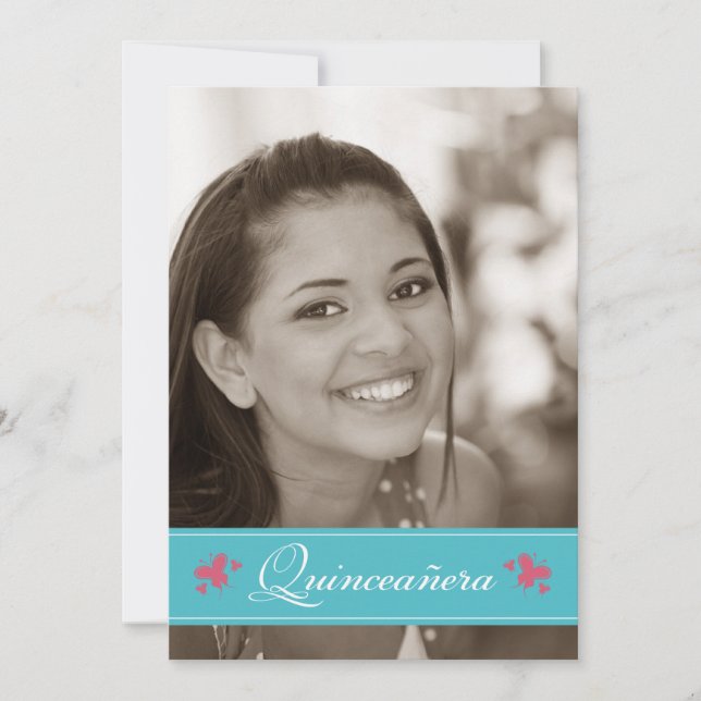 Beurre doux Quinceanera Invitation (aqua) (Devant)