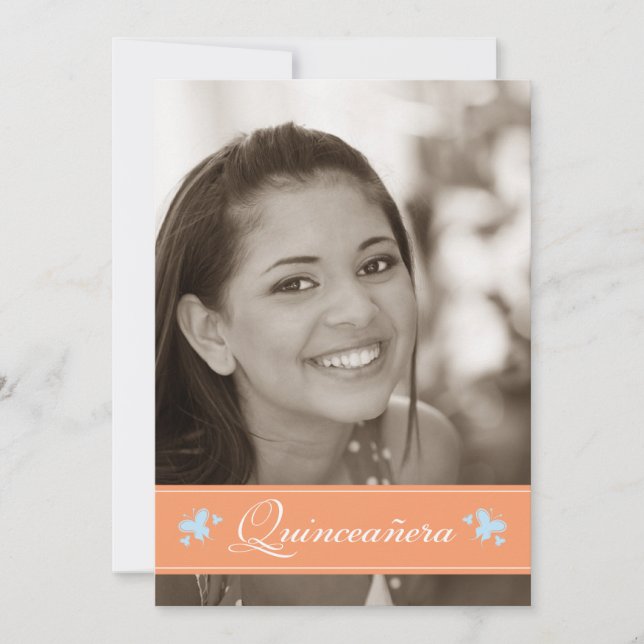 Beurre doux Quinceanera Invitation (corail) (Devant)