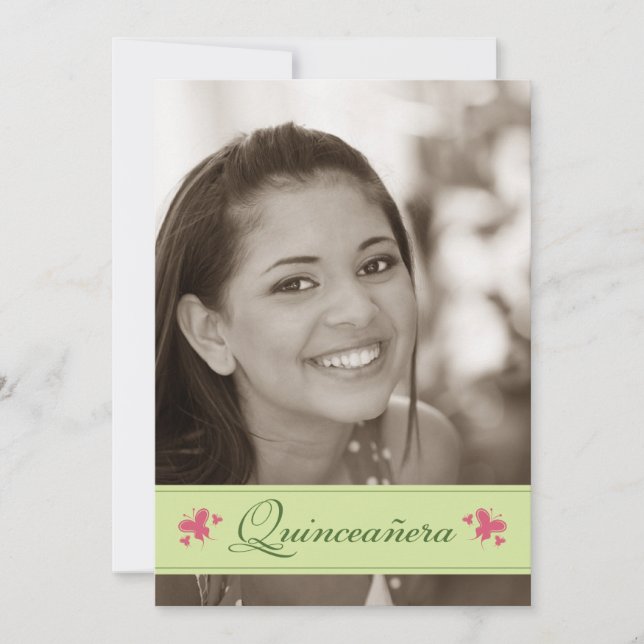 Beurre doux Quinceanera Invitation (sauge) (Devant)