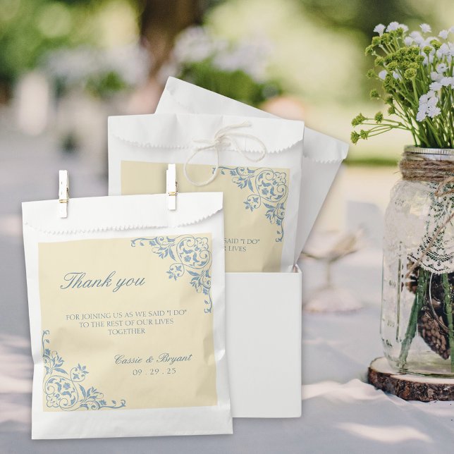 Beurre Élégant Jaune Régence Mariage Faveur Sacs (butter yellow regency era vintage old money theme wedding favor bags for thank you bridal party gift)