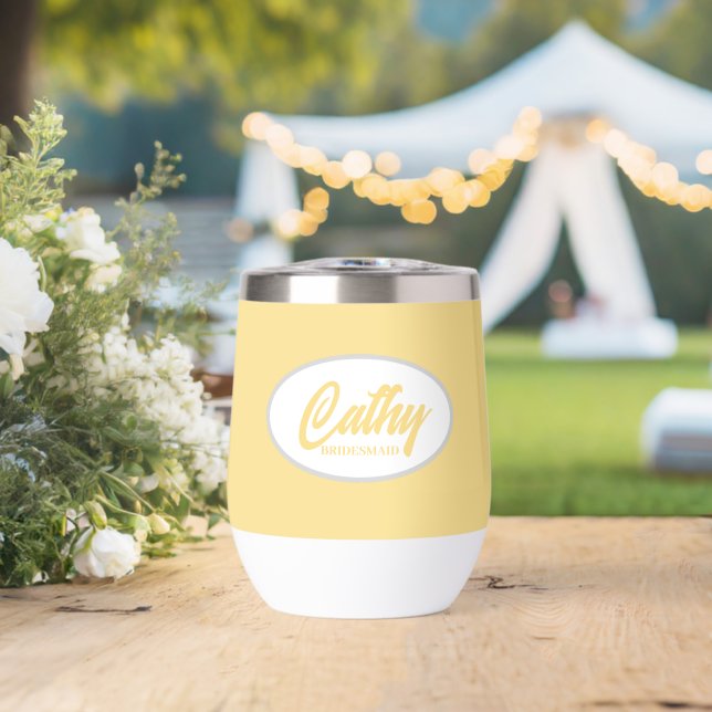 Beurre jaune stylisé Nom Mariage Bridesmaid (Mariage (pivoté))