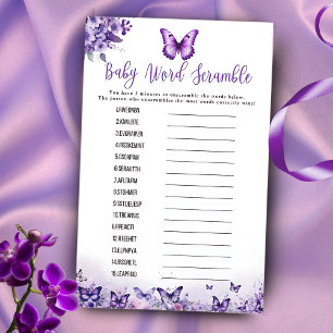 Beurre Purple Word jeu Baby shower Scramble
