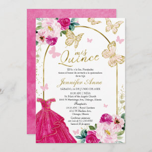 Beurre rose chaud espagnol Quinceanera Invitations