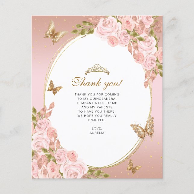 Beurre rose floral Quinceanera Photo (Devant)