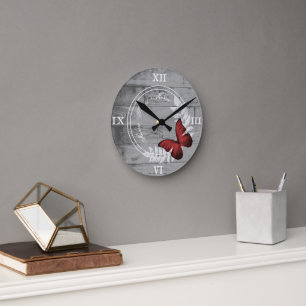 Beurre rouge Rustique Acrylique Horloge murale