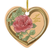 Bevel Coeur Rose défraîchi ornements personnalisés