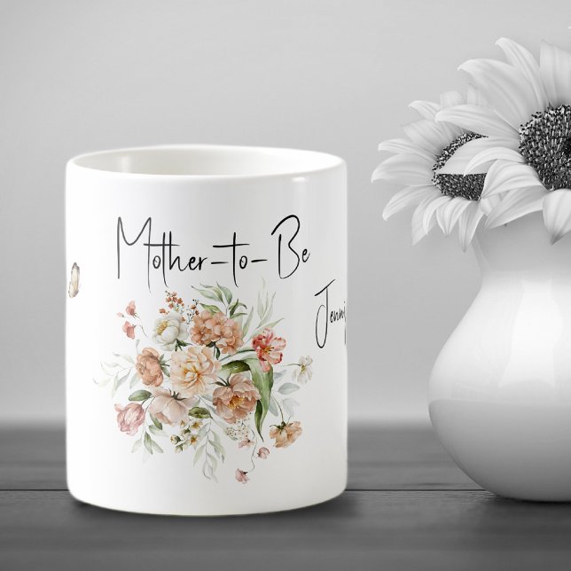 Beverage Mug Mother-to-Be Soft Blush Pinks Bouquet (Créateur téléchargé)