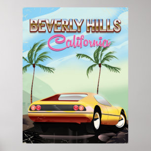 Beverly Hills Californie affiche de voyage rétro
