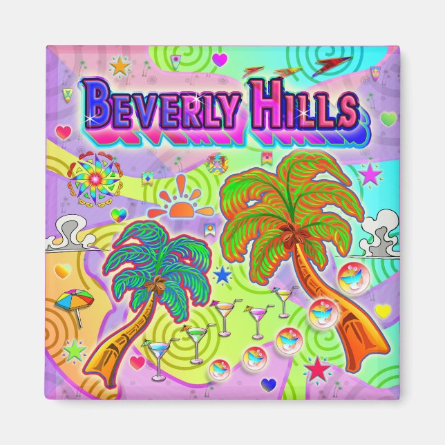 Beverly Hills Vacation Magnet cible (Devant)