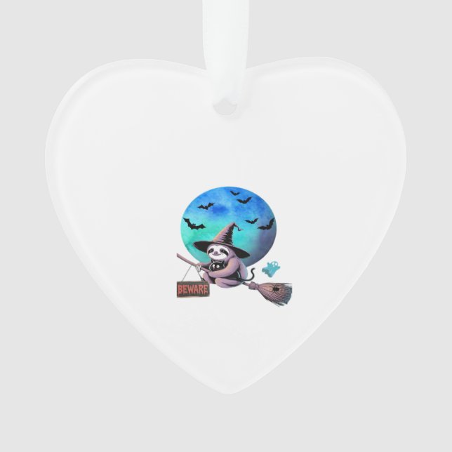 Beware Cute Witch Sloth Flying on Broom Halloween  (devant)