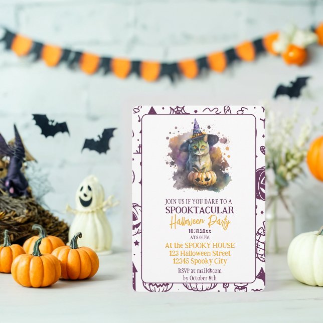 Bewitching Chat Halloween Fête Invitation (Créateur téléchargé)