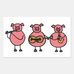 BF - Trois petits stickers de cochons musicaux