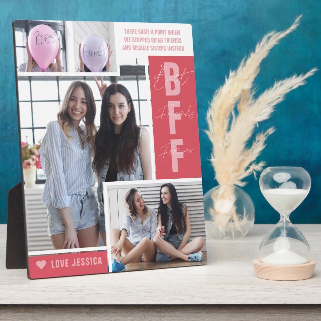 BFF Best Friends | Plaque de collage photo moderne (Côté)