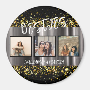 BFF Besties Best Friends Photo Collage Gold Magnet