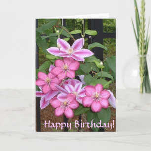 BG- Joyeux anniversaire ! Carte Clematis rose