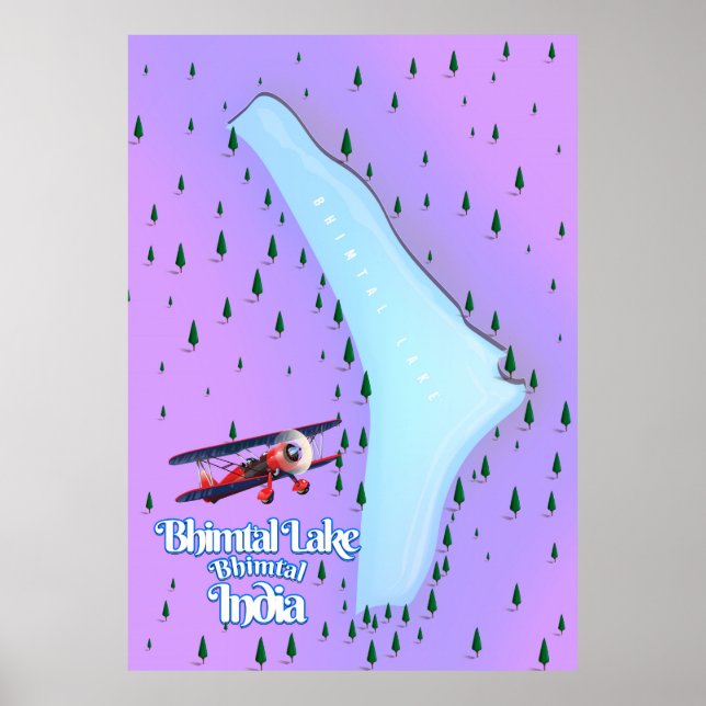 Bhimtal Lake Bhimtal Inde affiche de voyage. (Devant)