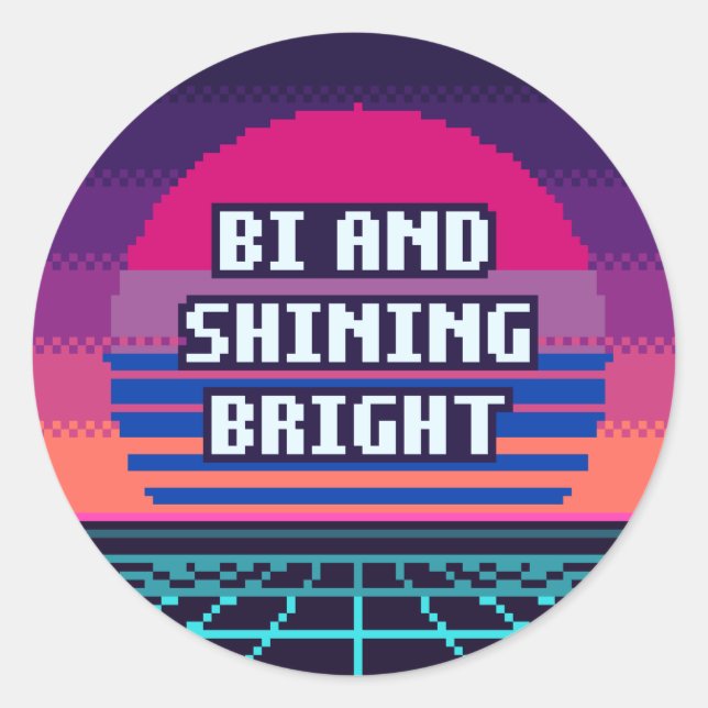 Bi et brillant de fierté Pixel Autocollant (Devant)