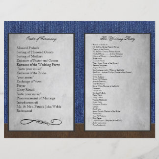 Bi Fold Denim Western Mariage Cérémonie Programmes
