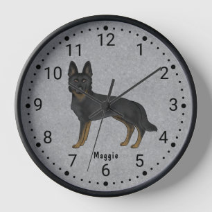 Bi-Noir berger allemand mignon chien cadet horloge