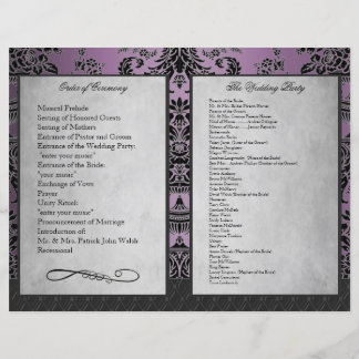 Bi Pold Purple Mariage damassé Cérémonie Programme