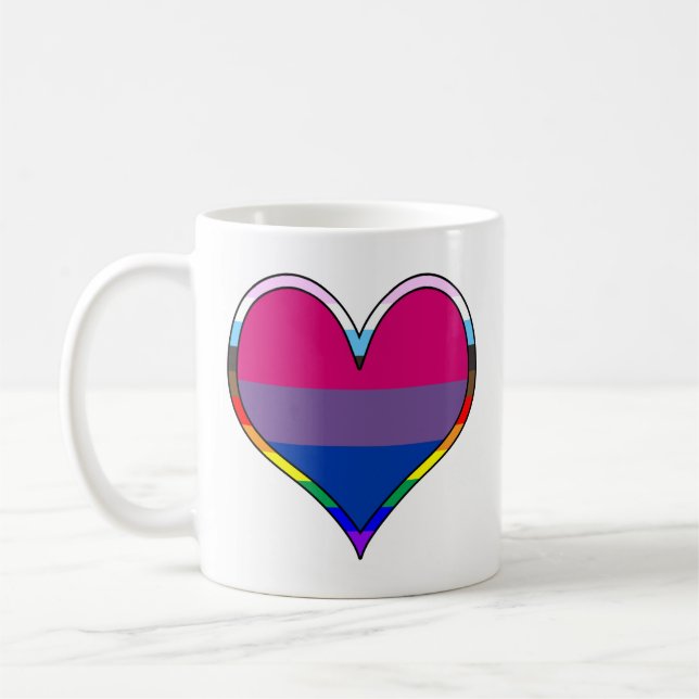 Bi Pride Coeur Café Mug (Gauche)