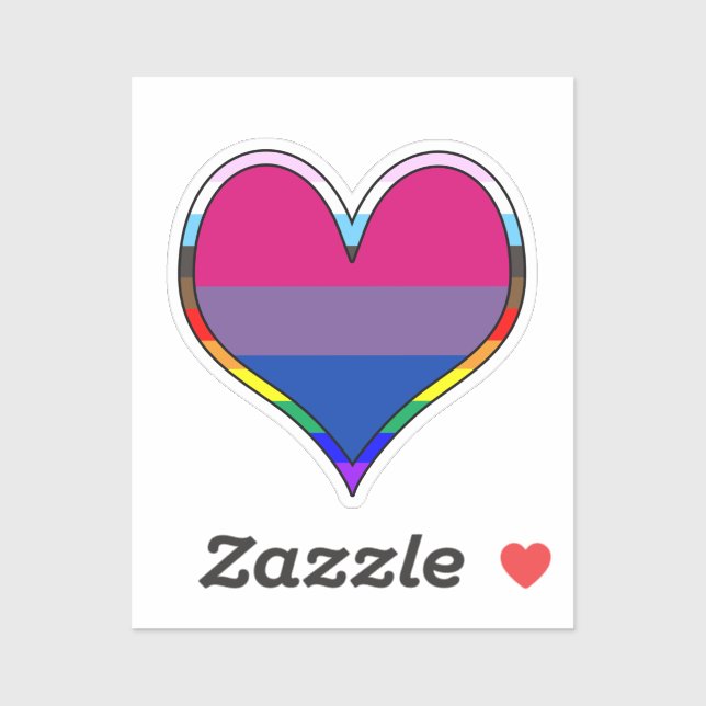 Bi Pride Sticker Coeur (Feuille)