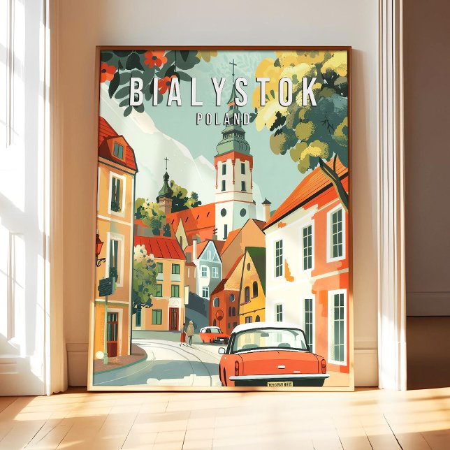 Bialystok Poland Poster Art Print, City Retro Vint (Créateur téléchargé)