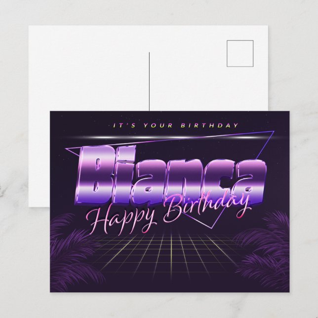 Bianca Nom Prénom Anniversaire de la carte postale (Devant / Derrière)