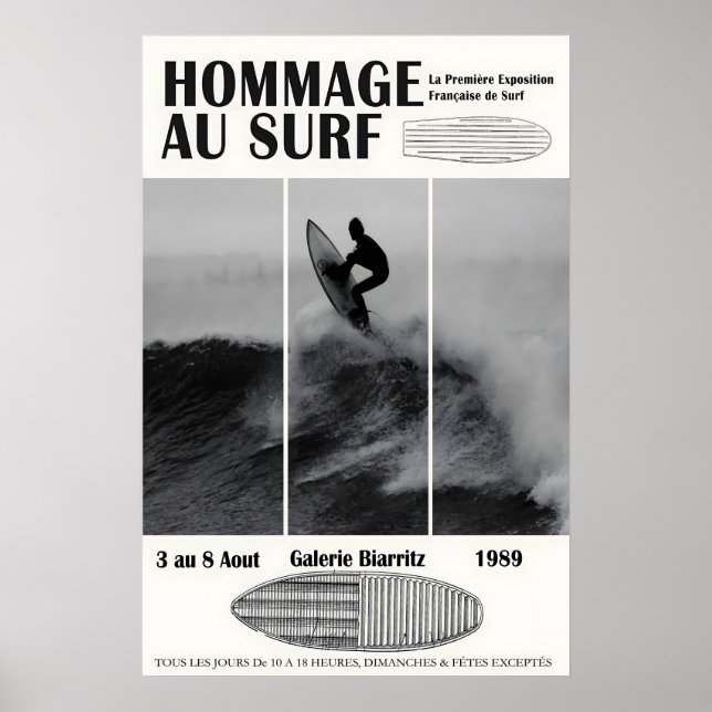 Biarritz Surfing Exhibition Poster 1989 Surf (Devant)