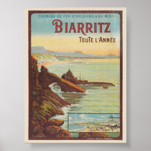 Biarritz toute l'anné e France Poster vintage 191