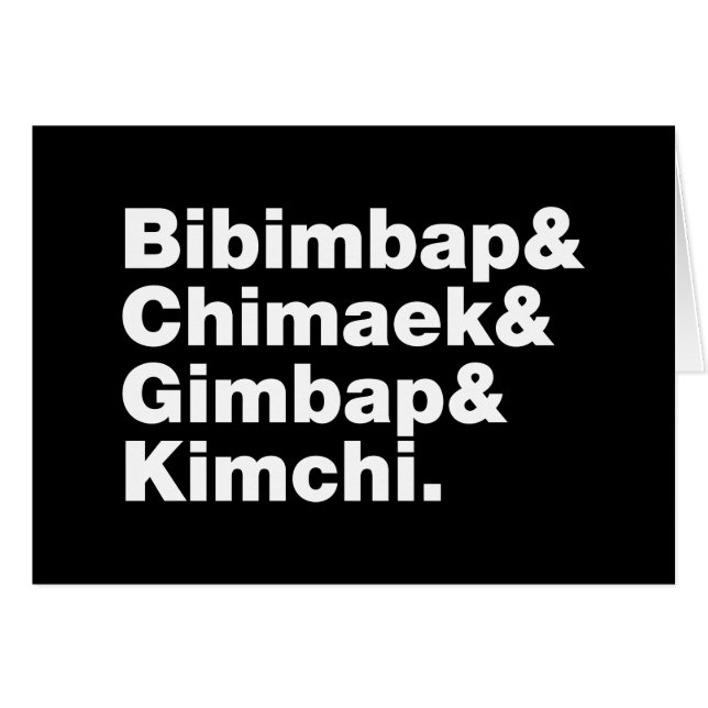 Bibimbap & Chimaek & Gimbap & Kimchi. Aliments cor (Devant horizontal)