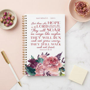 Bible chrétienne personnalisée Verse rose Floral