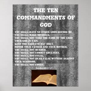 Bible Écriture Dieu 10 Commandements Poster du mur