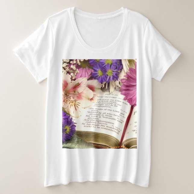 Bible florale Verse Plus Taille Chrétienne T-shirt (Design devant)