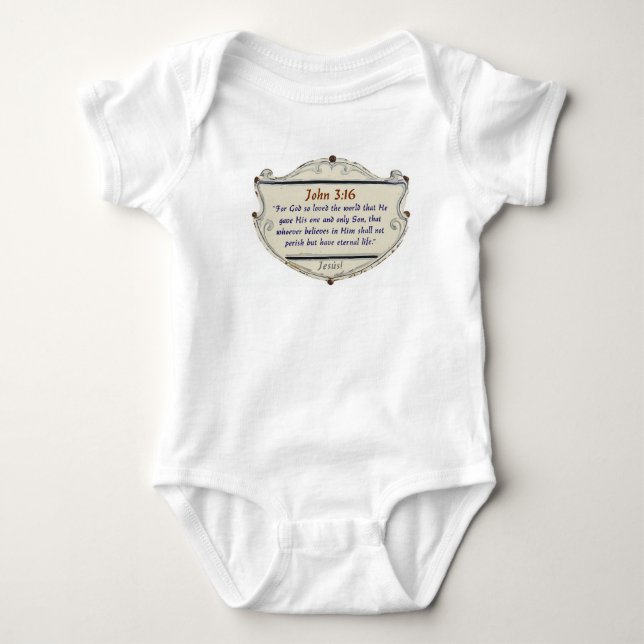 Bible Jean 3:16 Bouclier Bébé Body (Devant)