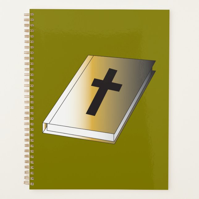Bible Sainte dorée avec Croix Noire Religieuse (Devant)