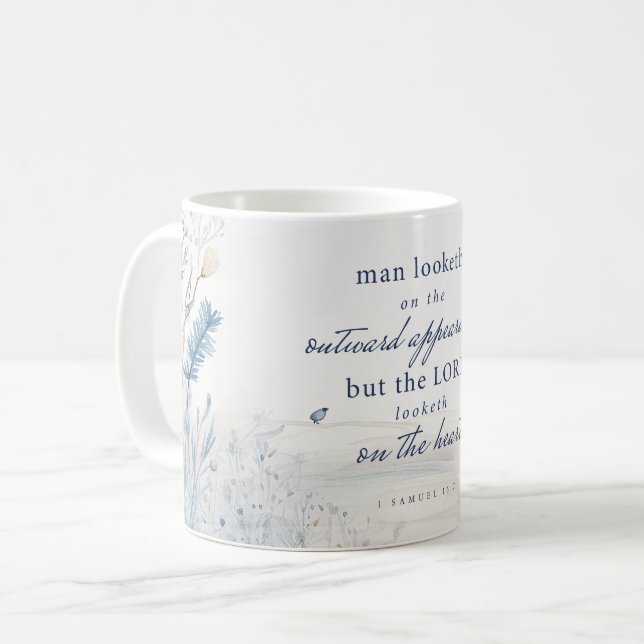 Bible Verse 1 Samuel 16:7 Aquarelle Mug (Devant gauche)
