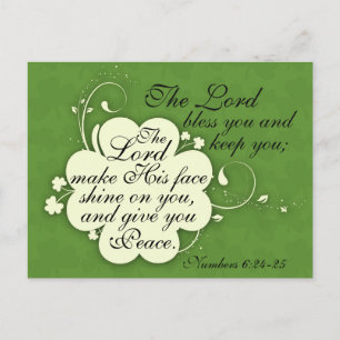Bible Verse Bénédiction Irish Design Carte Postale
