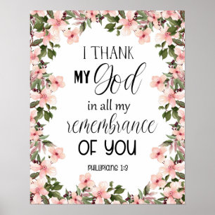 Bible verse Floral Philippians Mur Art Poster