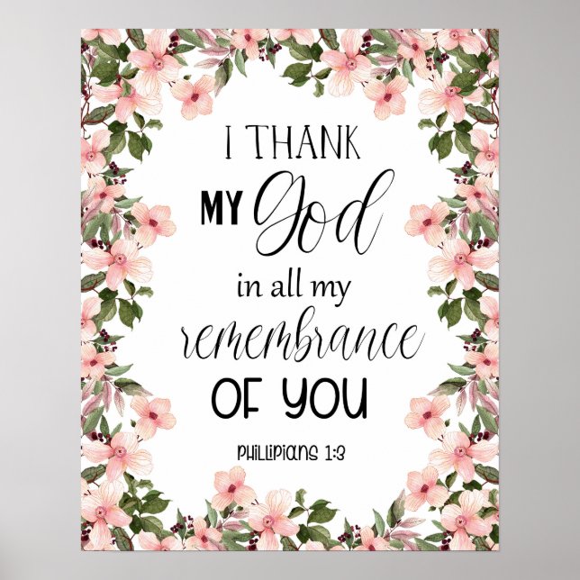 Bible verse Floral Philippians Mur Art Poster (Devant)