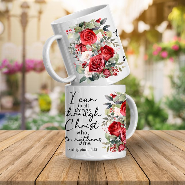 Bible Verse I can Do all Things Coffee Mug (Bible verse. I can do all things through Christ who strengthens me Philippians 4:13)