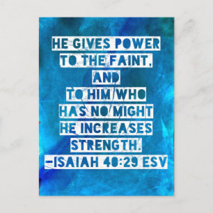 Bible Verse Isaïe 40:29 Carte postale