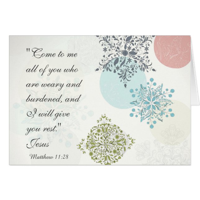 Bible Verse Matthew 11:28 Belle carte Vintage (Devant horizontal)