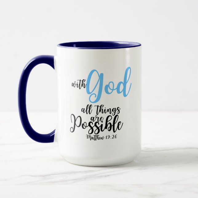 Bible Verse Mug - Matthew 19:26 (Gauche)