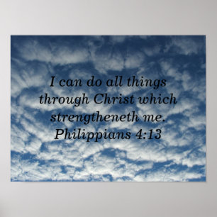 Bible verse philippians 413 poster, cloud poster