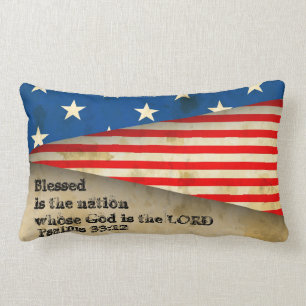 Bible Verse Psaumes 33:12 Vintage Coussin du drape