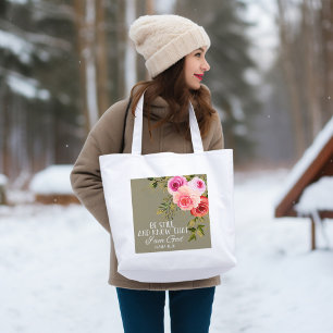 Bible verse Sac fourre-tout floral
