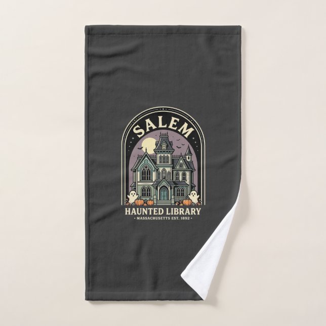 Bibliothèque ensorcelée de Salem Halloween Design_ (Serviette à main)