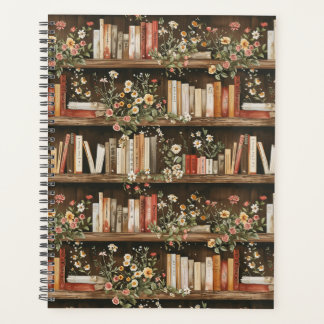 Bibliothèques avec des fleurs et des livres